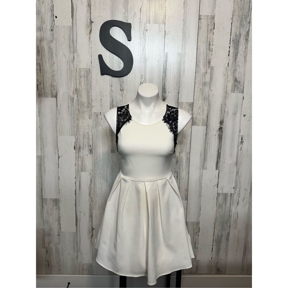 Lush fit and flare dress white